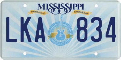 MS license plate LKA834