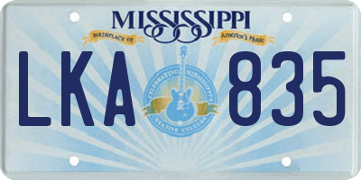 MS license plate LKA835