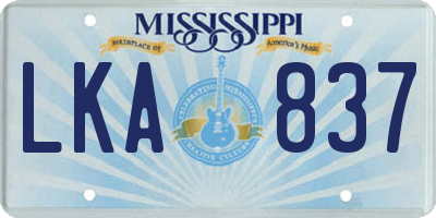 MS license plate LKA837