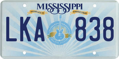 MS license plate LKA838