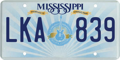 MS license plate LKA839