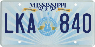 MS license plate LKA840