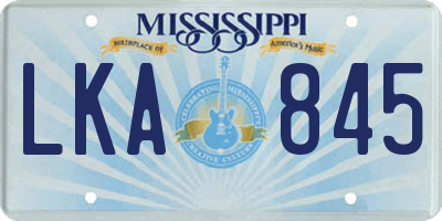 MS license plate LKA845