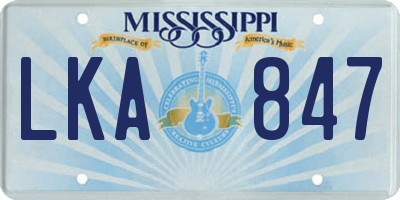 MS license plate LKA847