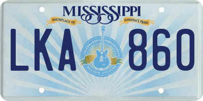 MS license plate LKA860