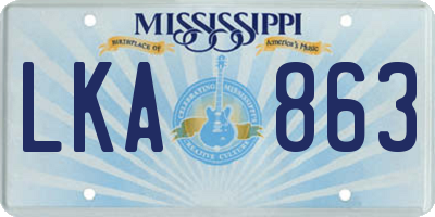 MS license plate LKA863
