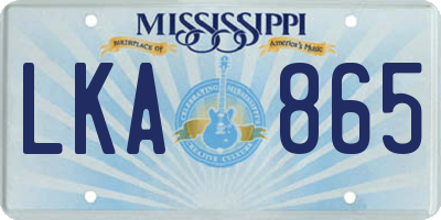 MS license plate LKA865