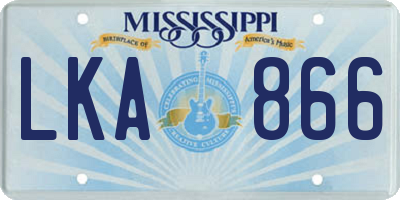 MS license plate LKA866