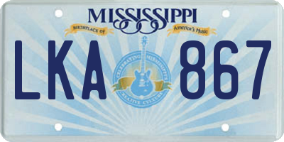 MS license plate LKA867