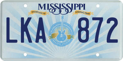 MS license plate LKA872