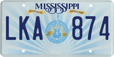 MS license plate LKA874