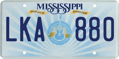 MS license plate LKA880