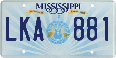 MS license plate LKA881