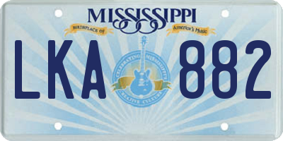 MS license plate LKA882