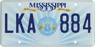 MS license plate LKA884