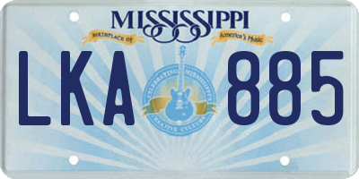MS license plate LKA885