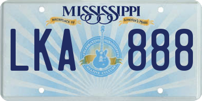 MS license plate LKA888