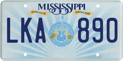 MS license plate LKA890