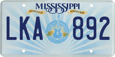 MS license plate LKA892
