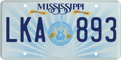 MS license plate LKA893
