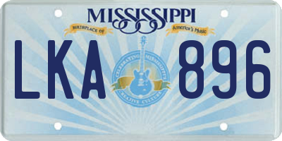 MS license plate LKA896