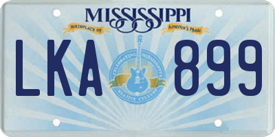 MS license plate LKA899