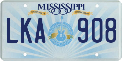 MS license plate LKA908