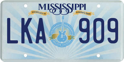 MS license plate LKA909