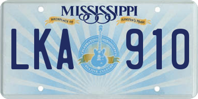 MS license plate LKA910