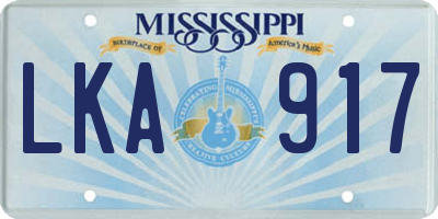 MS license plate LKA917