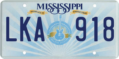 MS license plate LKA918