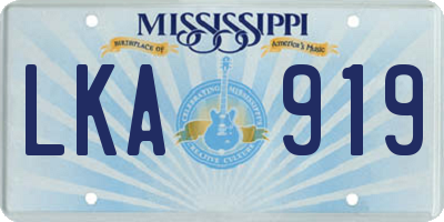 MS license plate LKA919