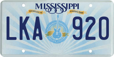 MS license plate LKA920