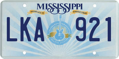 MS license plate LKA921