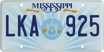 MS license plate LKA925