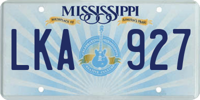 MS license plate LKA927