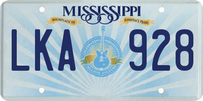 MS license plate LKA928