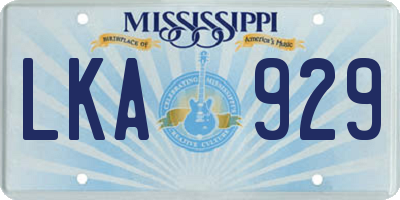 MS license plate LKA929