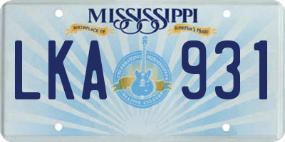 MS license plate LKA931