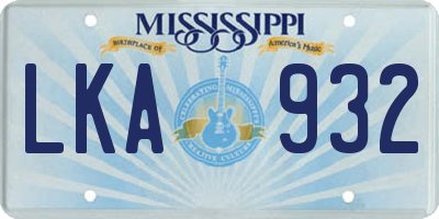 MS license plate LKA932
