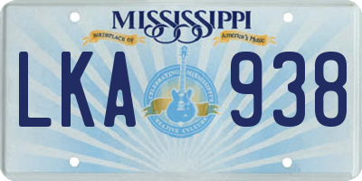 MS license plate LKA938