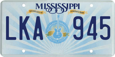 MS license plate LKA945