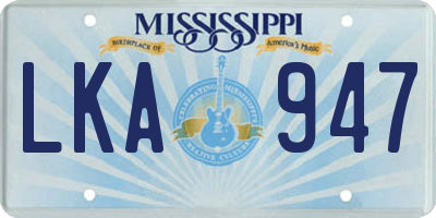 MS license plate LKA947
