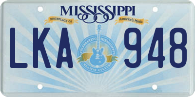 MS license plate LKA948