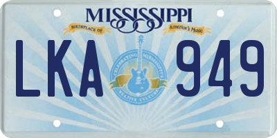 MS license plate LKA949