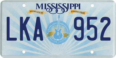 MS license plate LKA952