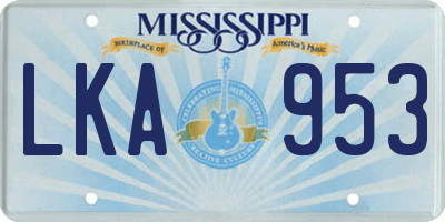 MS license plate LKA953