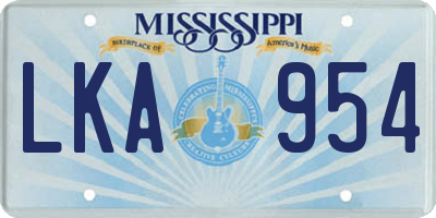 MS license plate LKA954