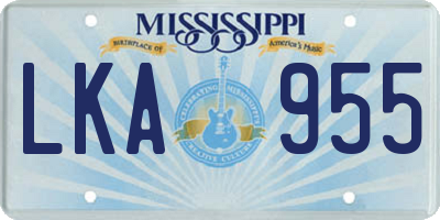 MS license plate LKA955