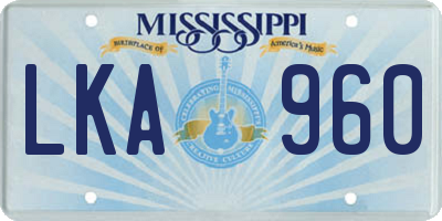 MS license plate LKA960